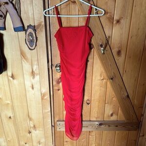 Wild Fable Red Ruched Fitted Dress